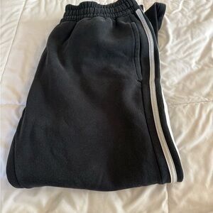 adidas Mens Black Sweatpants with White Stripes